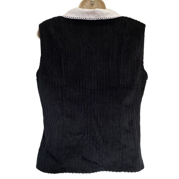 Handmade Farm Life Vest Lace Collar Gingham Buttons Corduroy Back Sz S - Picture 4 of 12
